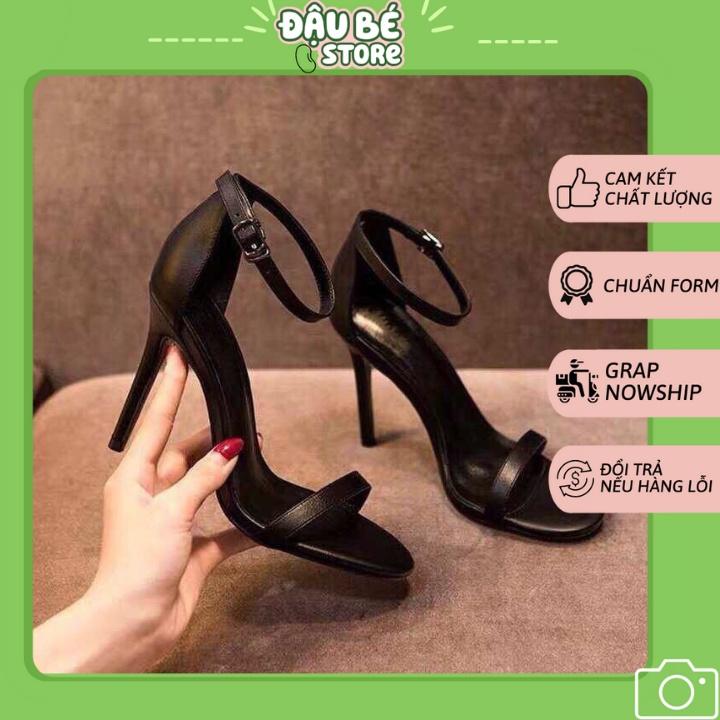 Giày Sandal Cao Gót Nhọn Dây Mảnh 9 Phân Màu Đen Form Chuẩn - DAUBE - G001