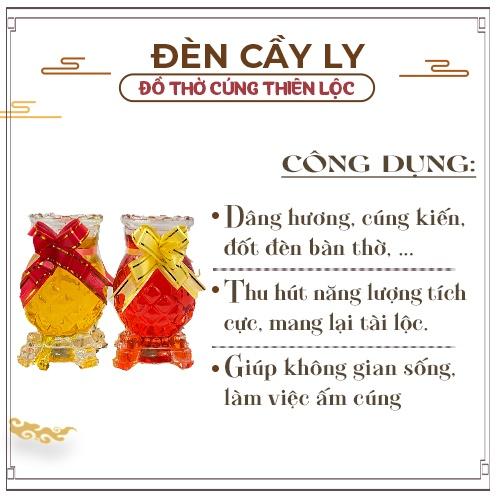 Đèn Cầy Ly Cúng Trái Thơm Cháy Liên Tục Đồ Thờ Cúng Thiên Lộc - Cặp 2 Ly