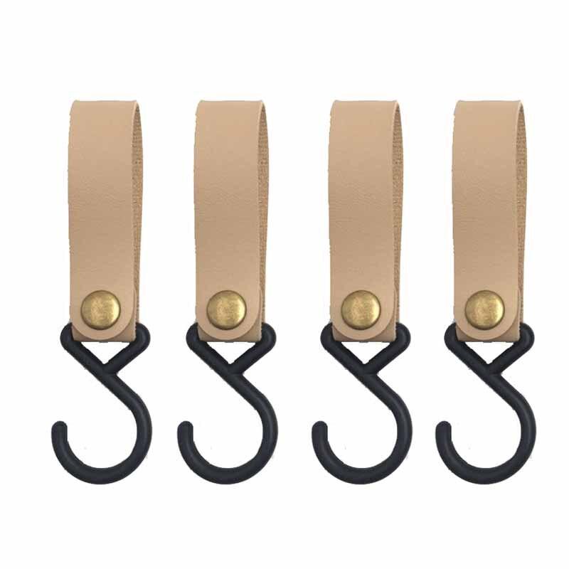 S-Shaped PU Leather Hanging Hooks Triangle Storage Rack Shelf Hook Keychain Portable Outdoor Camping Hiking Hook Camping Hanger