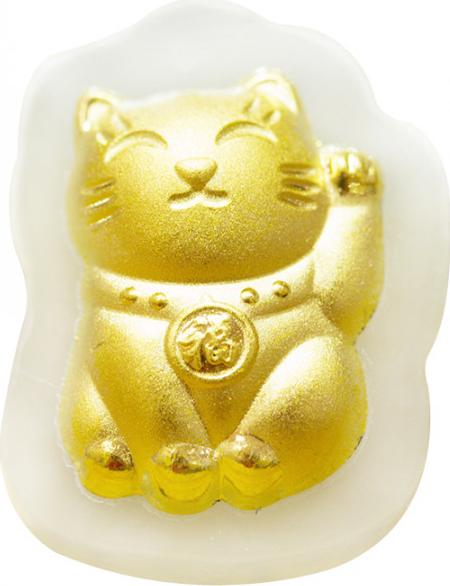 Hình ảnh Mặt dây Phỉ thúy dát vàng 24K Mèo Chiêu Tài - Ancarat
