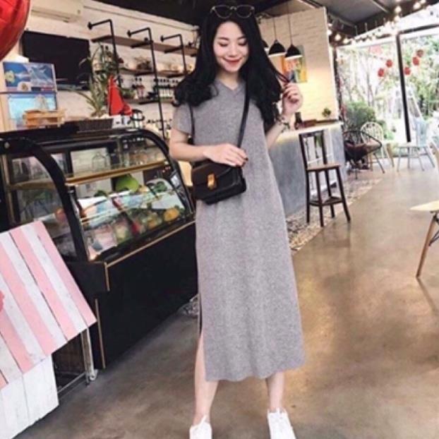 Váy xuông cổ tim BASIC dáng dài vải đẹp ! *