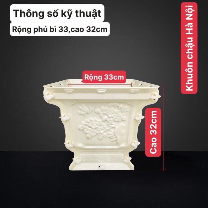 Khuôn đúc chậu cảnh vuông 35cm nhựa ABS có lòng trong