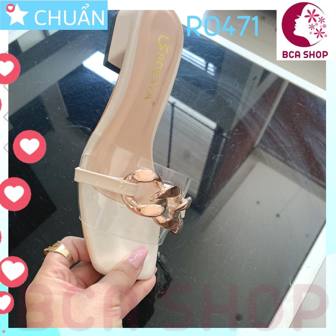 Dép nữ đế thấp hở mũi 2 phân RO471 ROSATA tại BCASHOP quai ngang trong suốt tôn chân cực kì - màu trắng kem