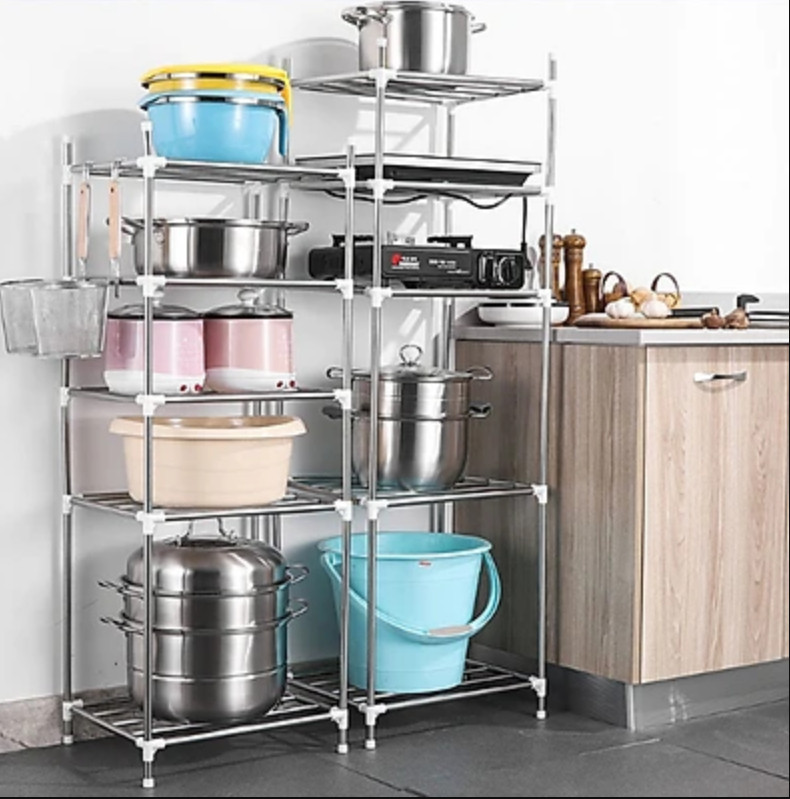 Kệ để xoong nồi 5 tầng inox ráp 42x35x112cm