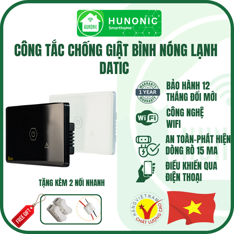 Công Tắc Chống Giật Bình Nóng Lạnh Hunonic Datic