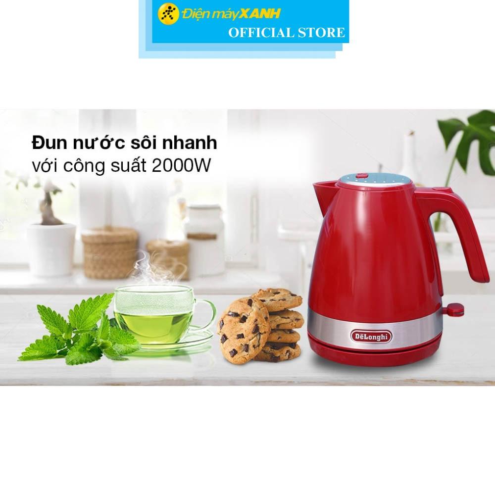 Bình đun siêu tốc Delonghi 1 lít KBLA2000.R - Hàng Chính Hãng