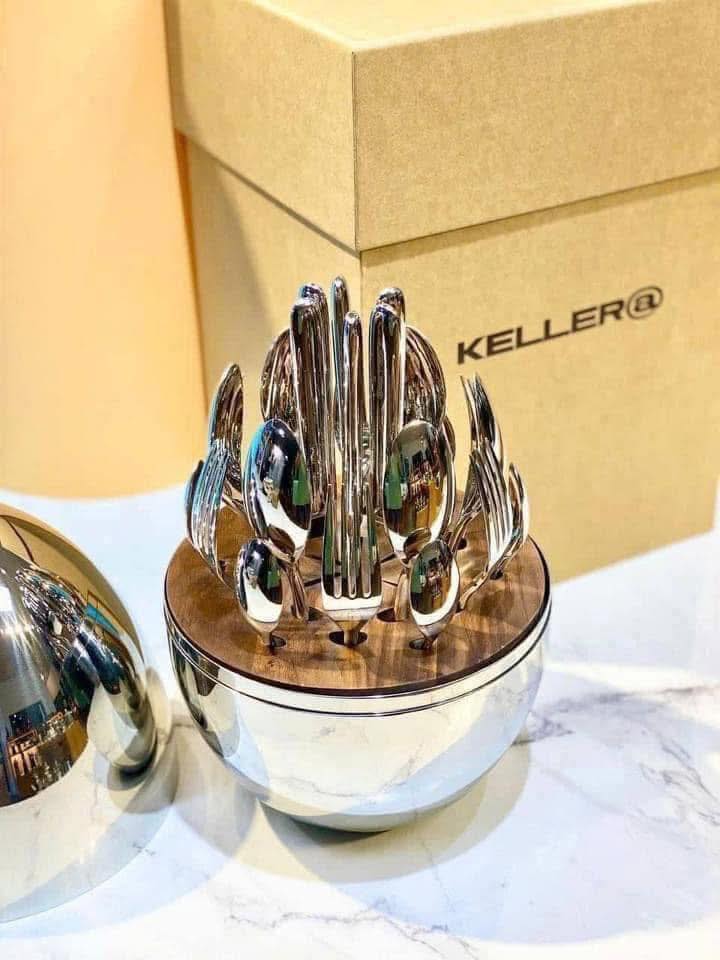 SET DAO DĨA 24 MÓN KELLER HÌNH QUẢ TRỨNG INOX Hàng chính hãng