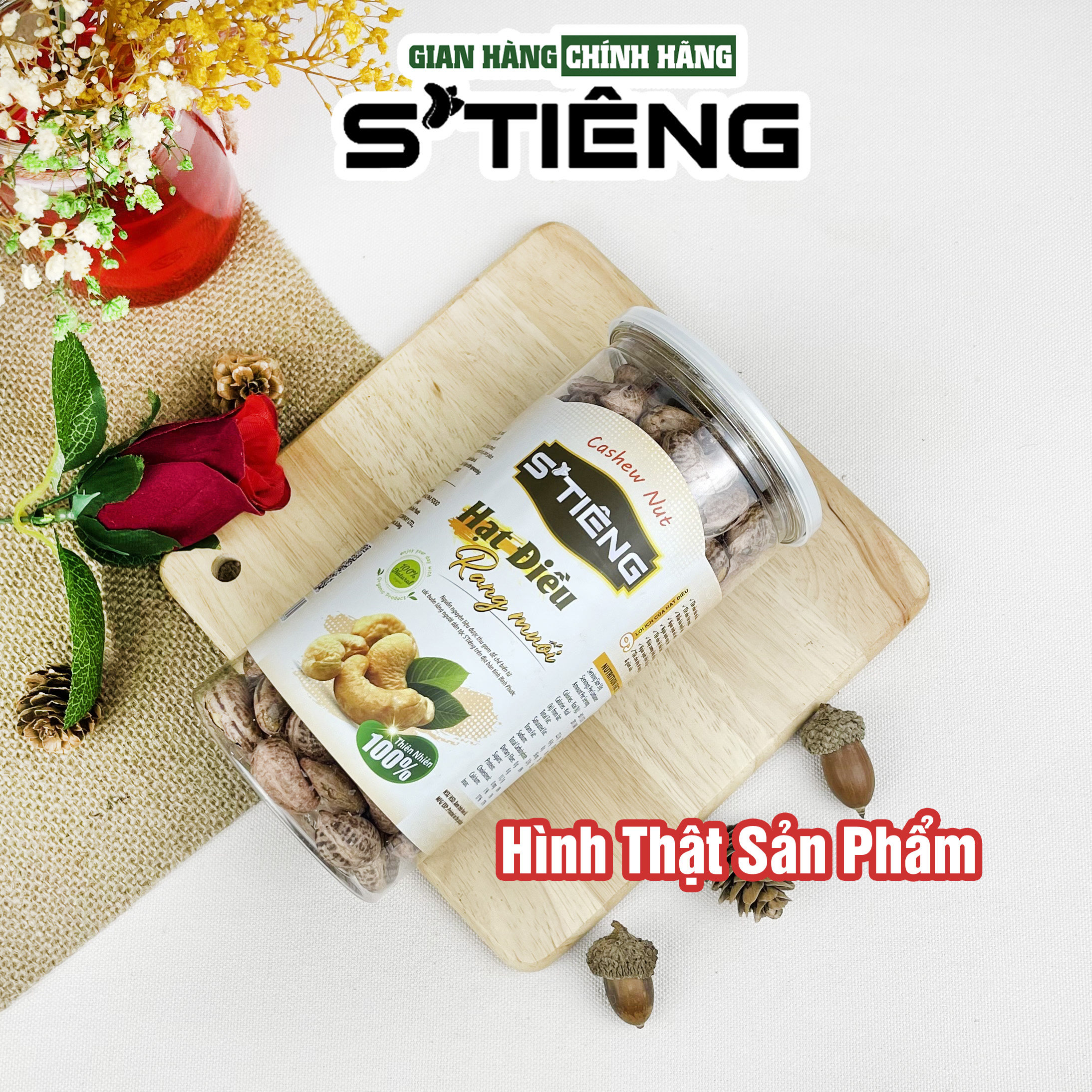 500Gr Hạt Điều Rang Muối Nguyên Hạt S'TIÊNG Còn Vỏ Hộp Pet
