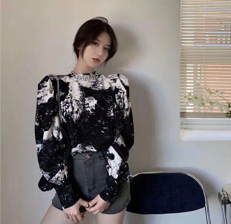 Áo sơ mi Hàn Quốc cao cấp dày tay cổ tròn cho Nữ