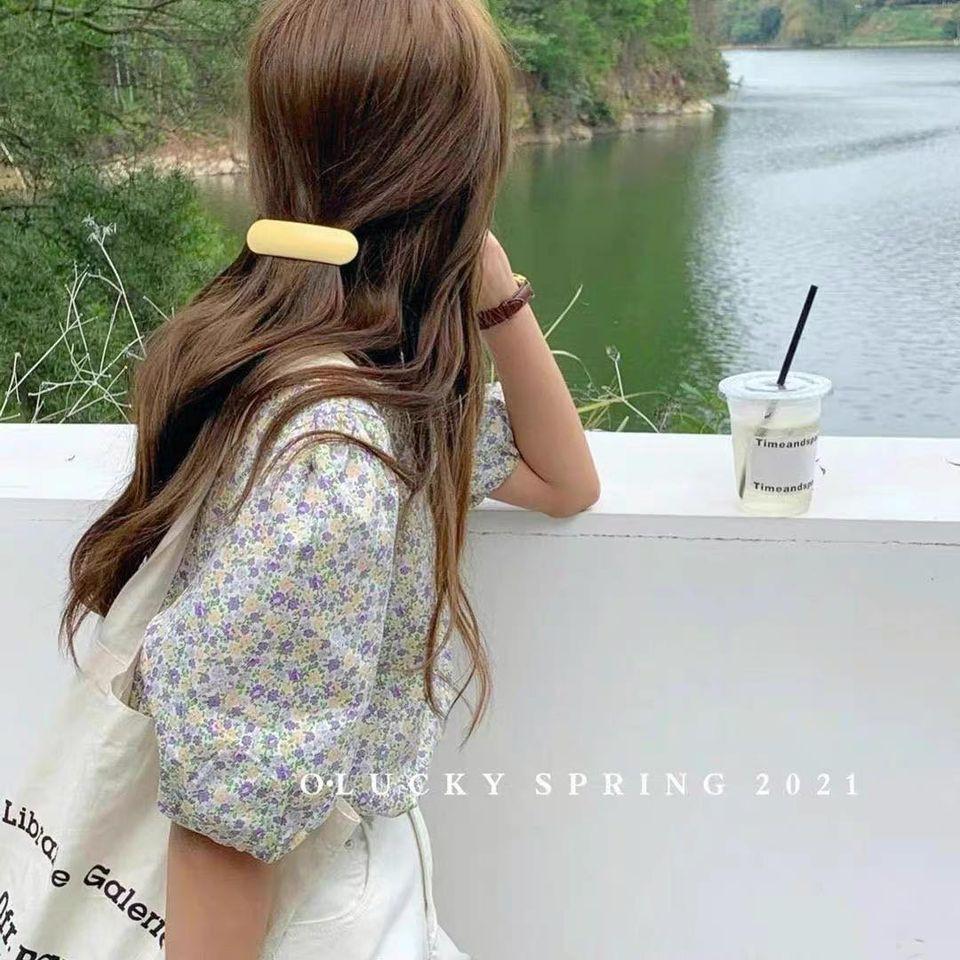Áo hoa tay phồng nhẹ dáng chữ A