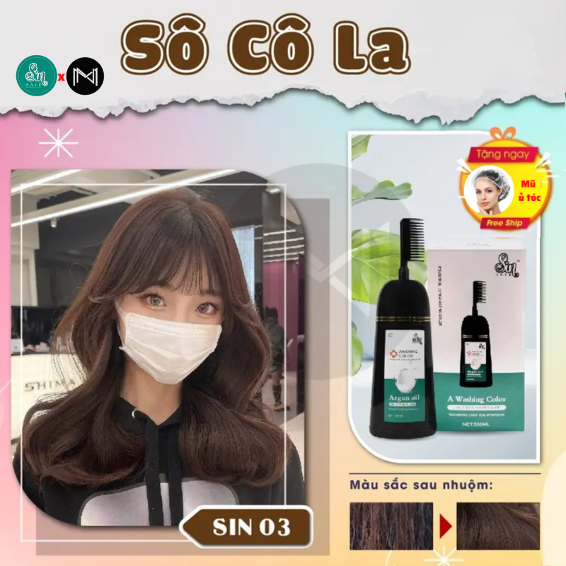 Dầu gội đổi màu tóc Sin Hair 500ml phủ màu Chocolate tự nhiên trẻ trung năng động