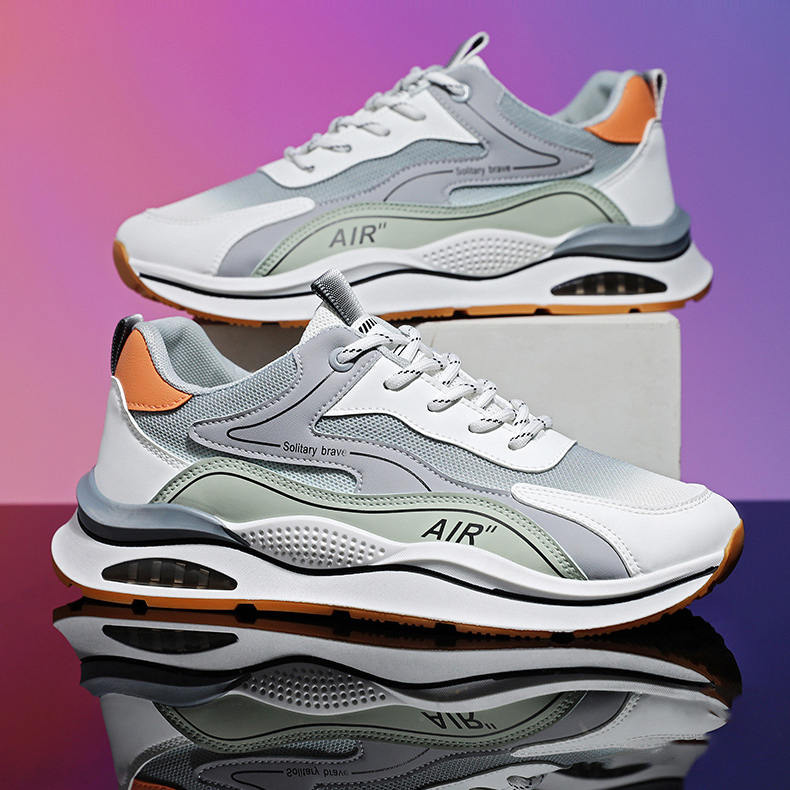 Giày Thể Thao Nam AZARA- Sneaker Xám - Xanh Lá - Màu Xanh Lam, Đế Giày Chạy Bộ Chống Sốc, Kiểu Dáng Sporty - G5331