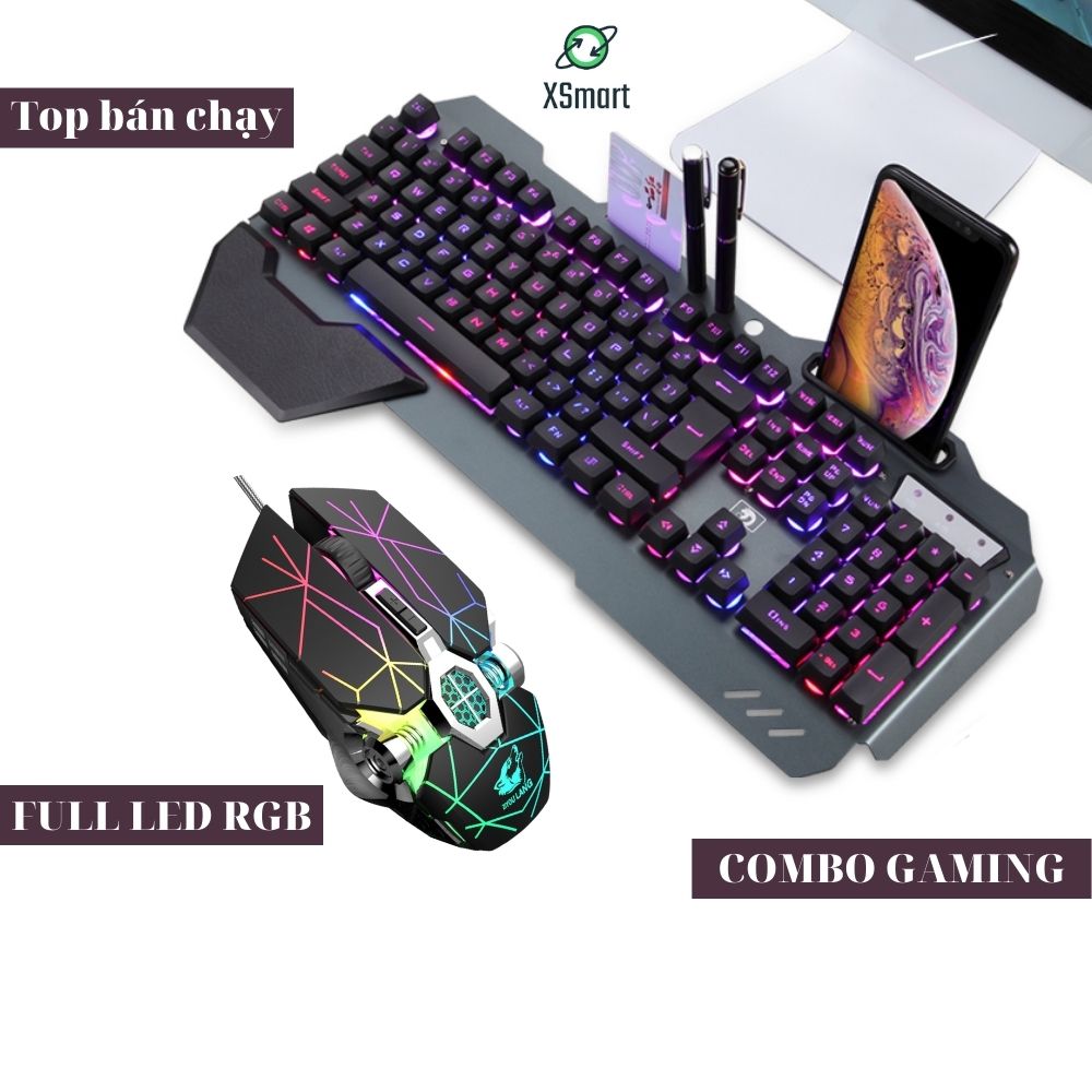 Bộ bàn phím chuột XSmart kèm tai nghe gaming chụp tai, combo chơi game cho máy tính laptop pc K618+V8 tia sét+K3 - Hàng Chính Hãng