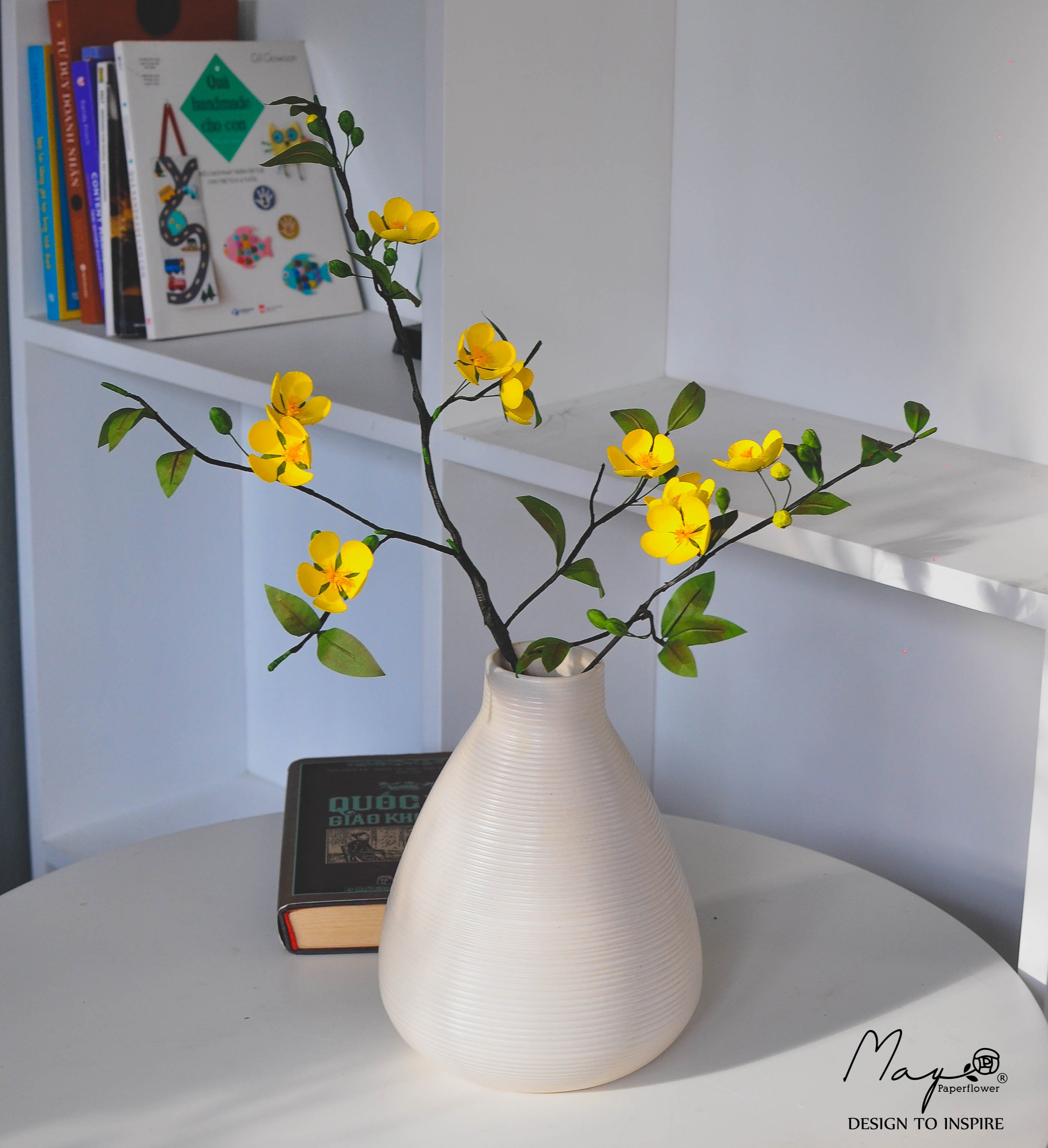 Hình ảnh Hoa giấy handmade trang trí Tết, Cành Hoa Mai handmade , Maypaperflower - hoa giấy nghệ thuật, hoa cắm bình, decor nhà ở