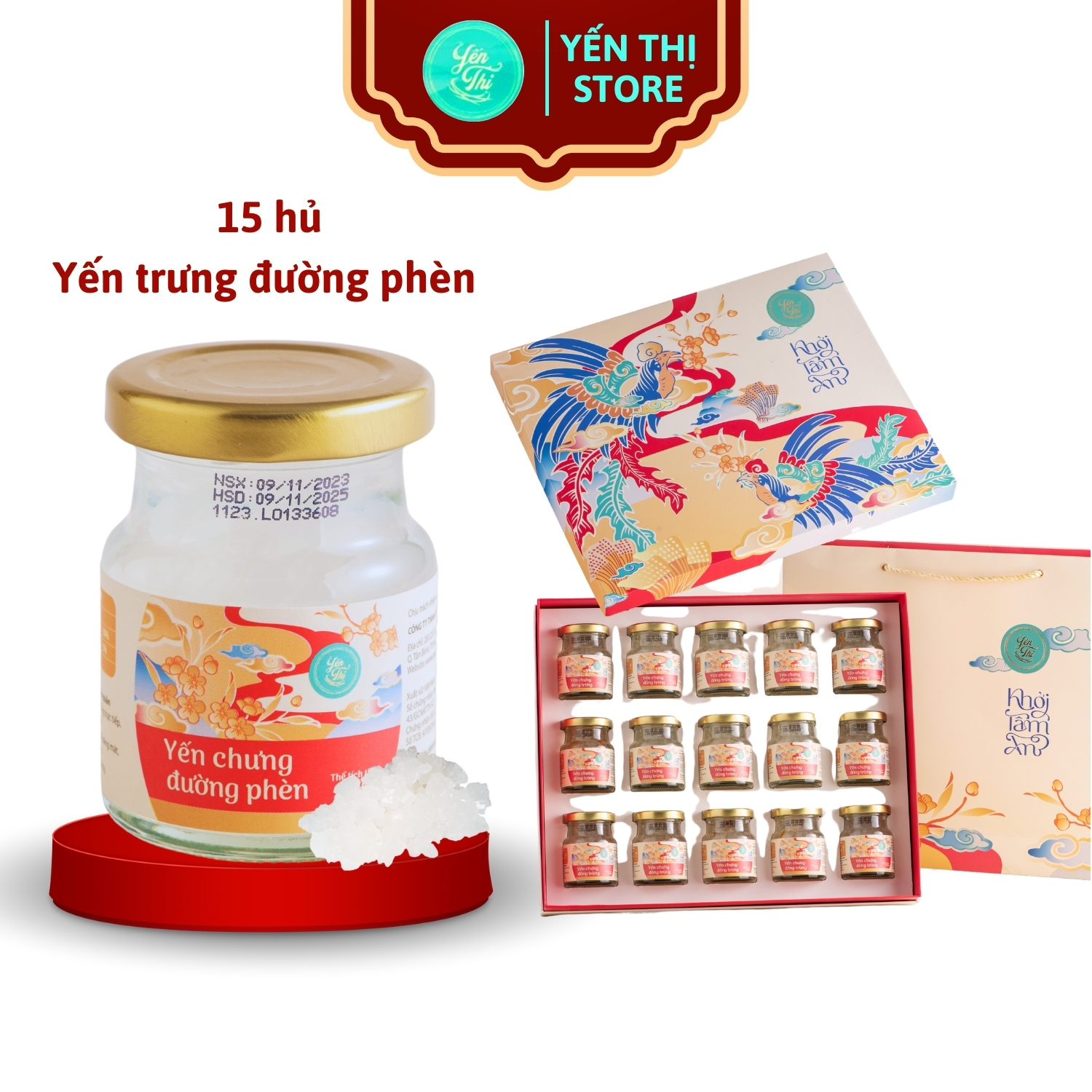 Yến Thị-Gói quà 15 hũ xuân 2023-30% yến hũ 70ml