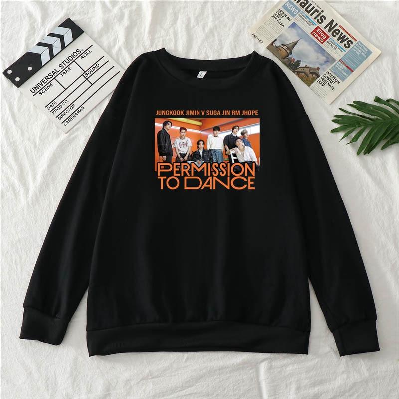 2022 ใหม่เสื้อกันหนาว KPOP BTS Permission to Dance เดียวกันเสื้อผ้าฝ้าย Plus ขแฟชั่นคู่ streetwear ลำลองแขนยาว