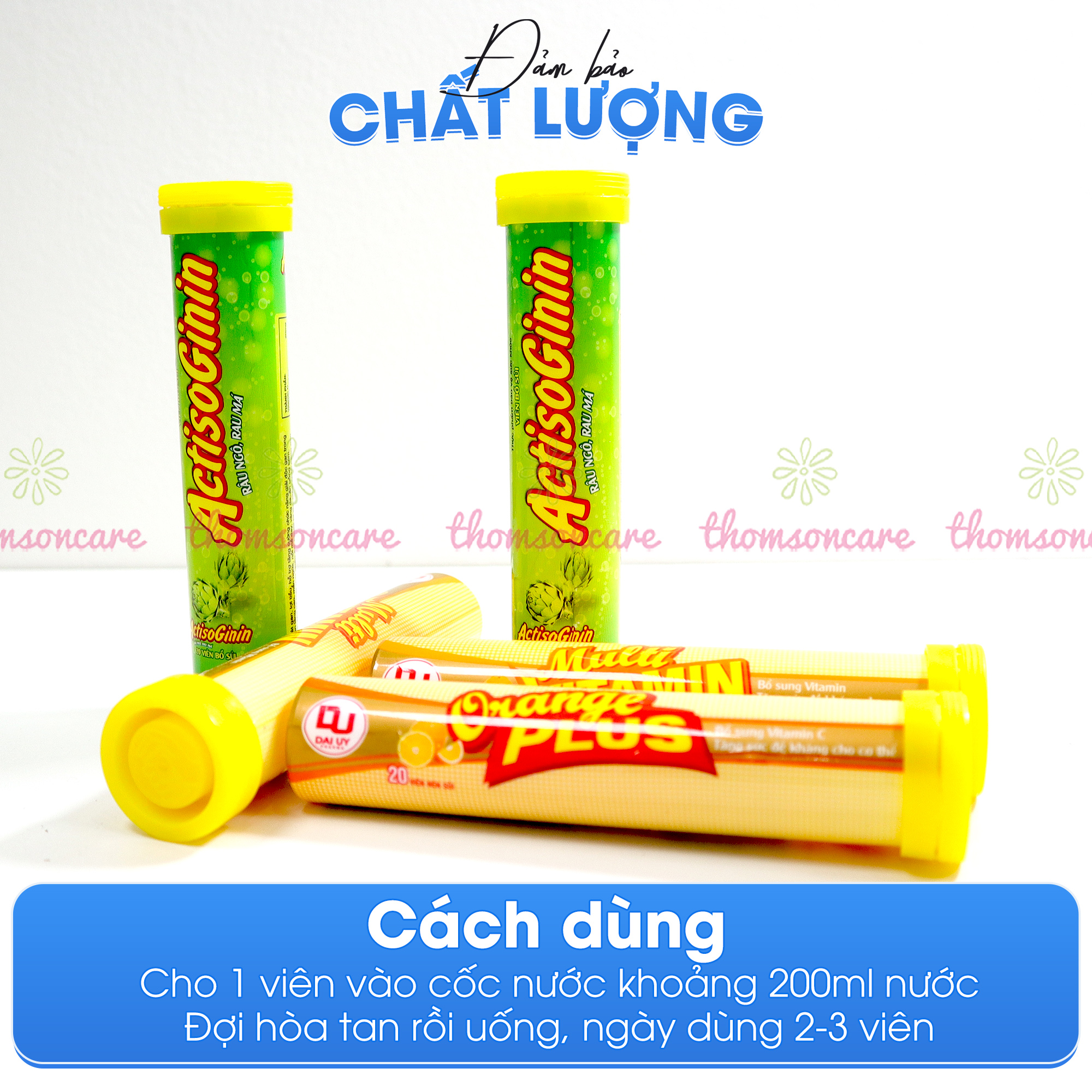 Viên C sủi tăng cường sức đề kháng đại uy - Bổ sung vitamin C, hỗ trợ giải độc gan, mát gan hương vị actiso, cam, tổng hợp - Tuýp 20v - Thomssoncare