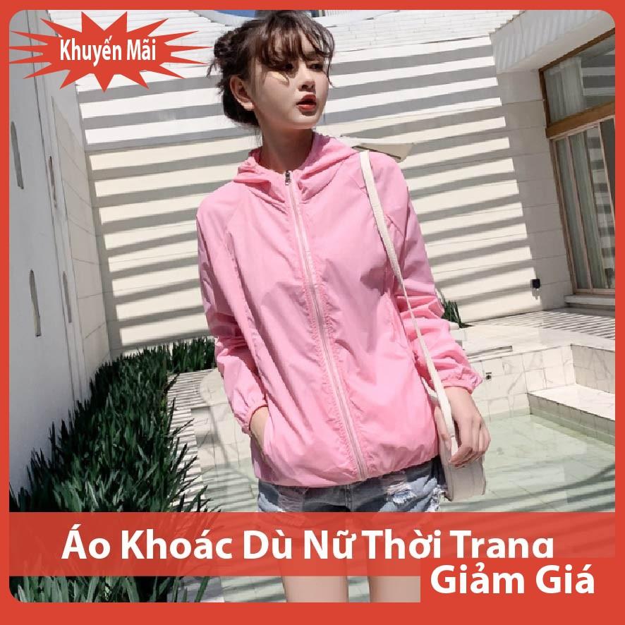 Áo Khoác Gió Nữ 2 Lớp Trơn Hàng Cao Cấp Trong Lót Lưới Khóa Kéo Túi Có Khóa Có Mũ Rộng Nhiều Màu Nhiều Size