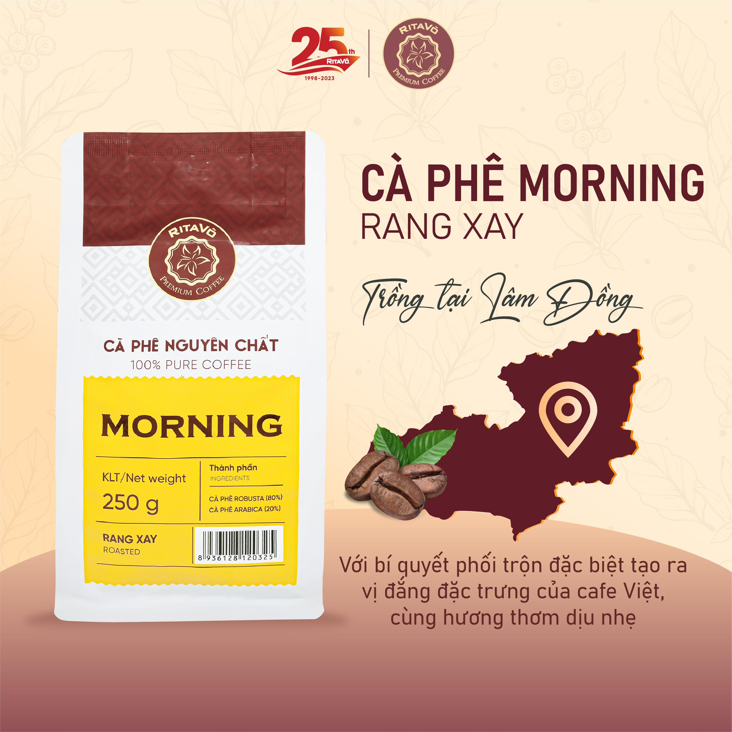 Hình ảnh Cà phê rang xay Rita Võ Cafe Morning 250g