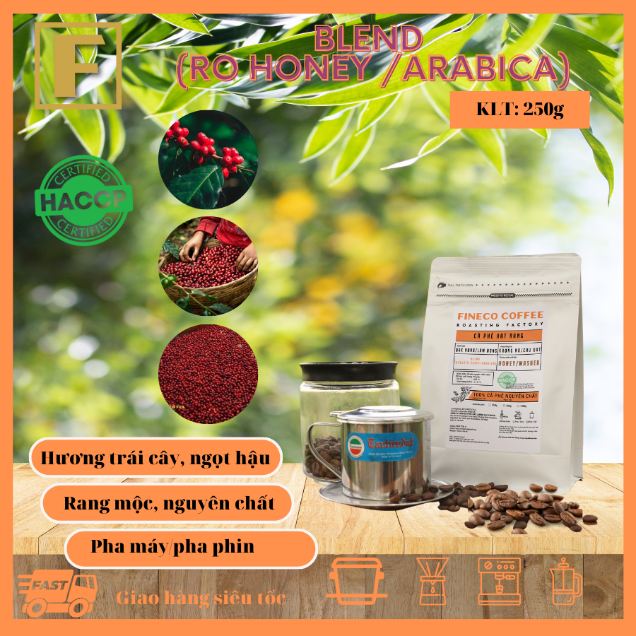 BLEND cao cấp - Cà phê Vị đậm mạnh mẽ quyến rũ, hương trái cây, hậu vị ngọt dài lâu. Cà phê pha phin/pha máy |250 - 500gr|