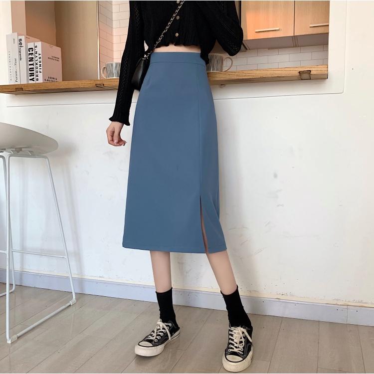 Chân Váy Công Sở dáng dài Chữ A Sẻ Trước phong cách ulzzang Hàn Quốc mới nhất
