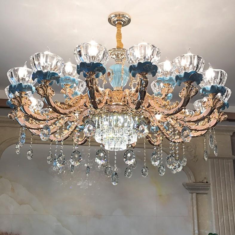 Đèn chùm SISON pha lê 15 tay chuẩn xịn phong cách hiện đại, tinh tế - kèm bóng LED chuyên dụng