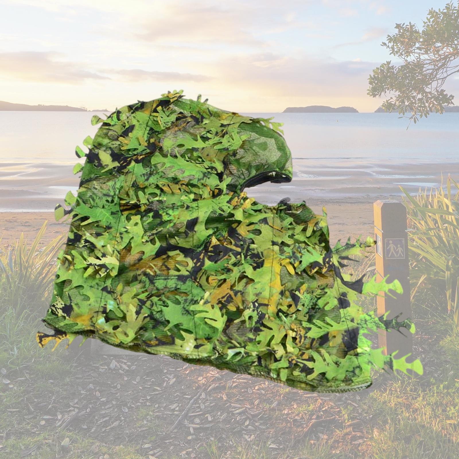 Leaf Camouflage Face Mask, Ghillie Hood, Eye Hole, Lightweight Camo Face Cover, Breathable Headwear for Hunting Shooting Men Women Hunting Gear