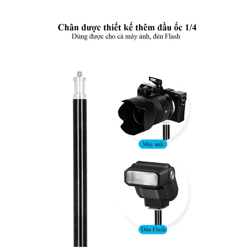 Chân Đèn 2M Chuyên Dùng Trong Studio, Chân Đèn Flash, Chân Đầu Ren 1/4 Hàng Chính Hãng