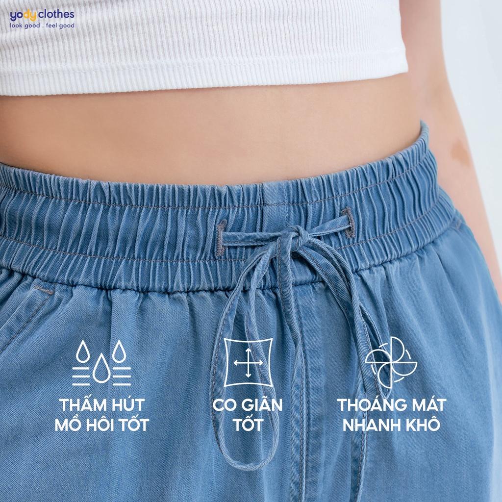 Quần jeans nữ baggy YODY lưng thun tôn dáng chất thoáng mát mềm mại suông QJN4046