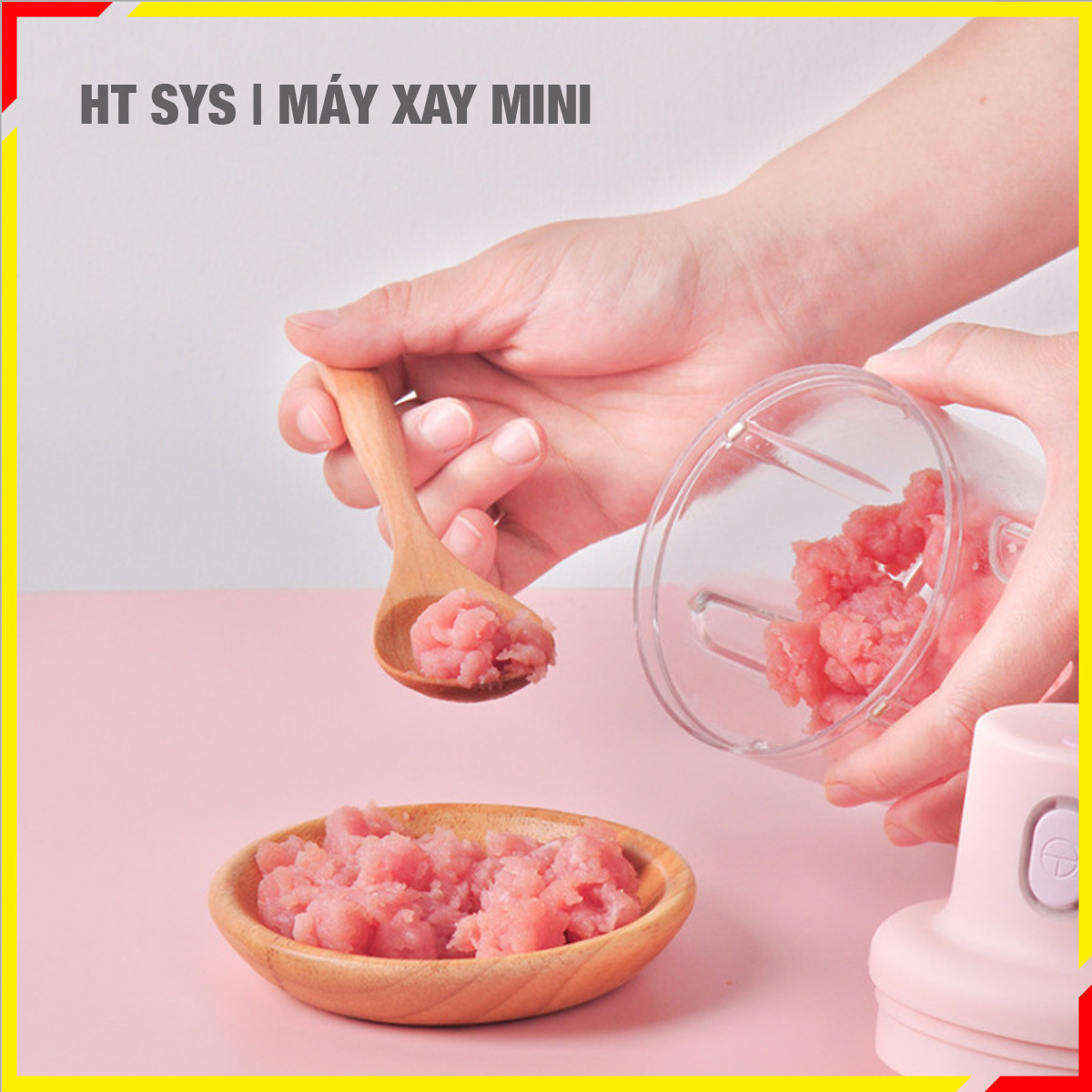 Máy xay mini HT SYS - Sạc Điện - Máy Xay Hành, Tỏi, Rau Củ ,Thịt Dung Tích 250ml - 3 Lưỡi dao - Hàng Nhập Khẩu