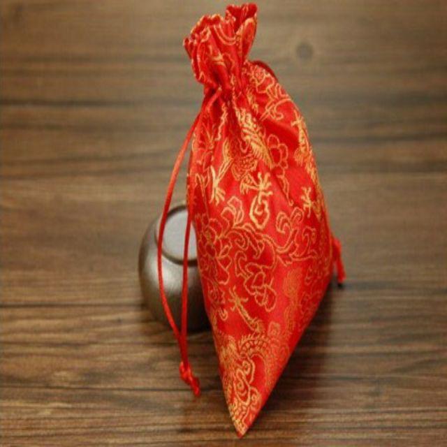 Túi gấm đỏ may mắn Long Phụng