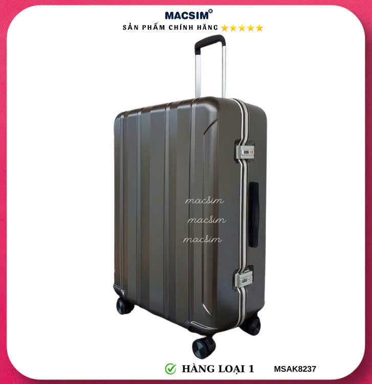 Vali cao cấp Macsim Aksen hàng loại 1 MSAK8237 cỡ 28 inch-màu ghi xám