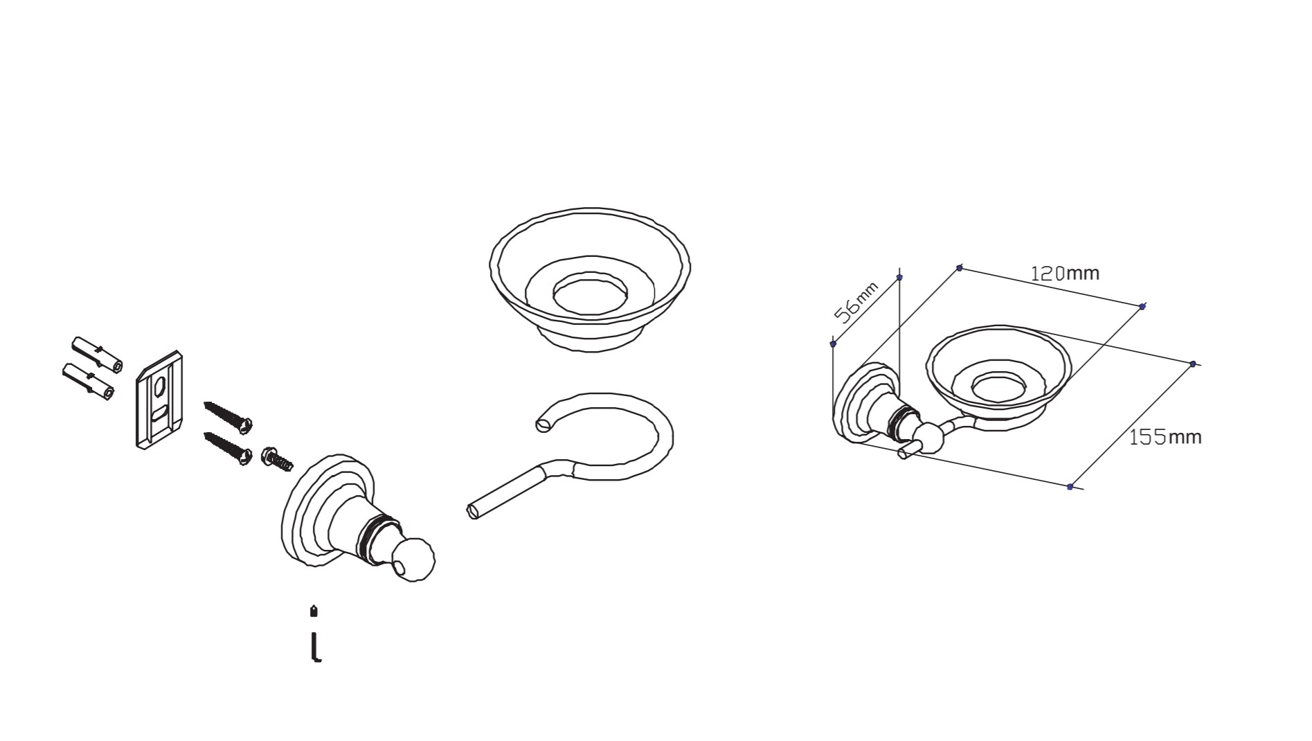 Lô xà bông khay đựng thủy tinh phòng tắm dòng Tyler Moen - 90026