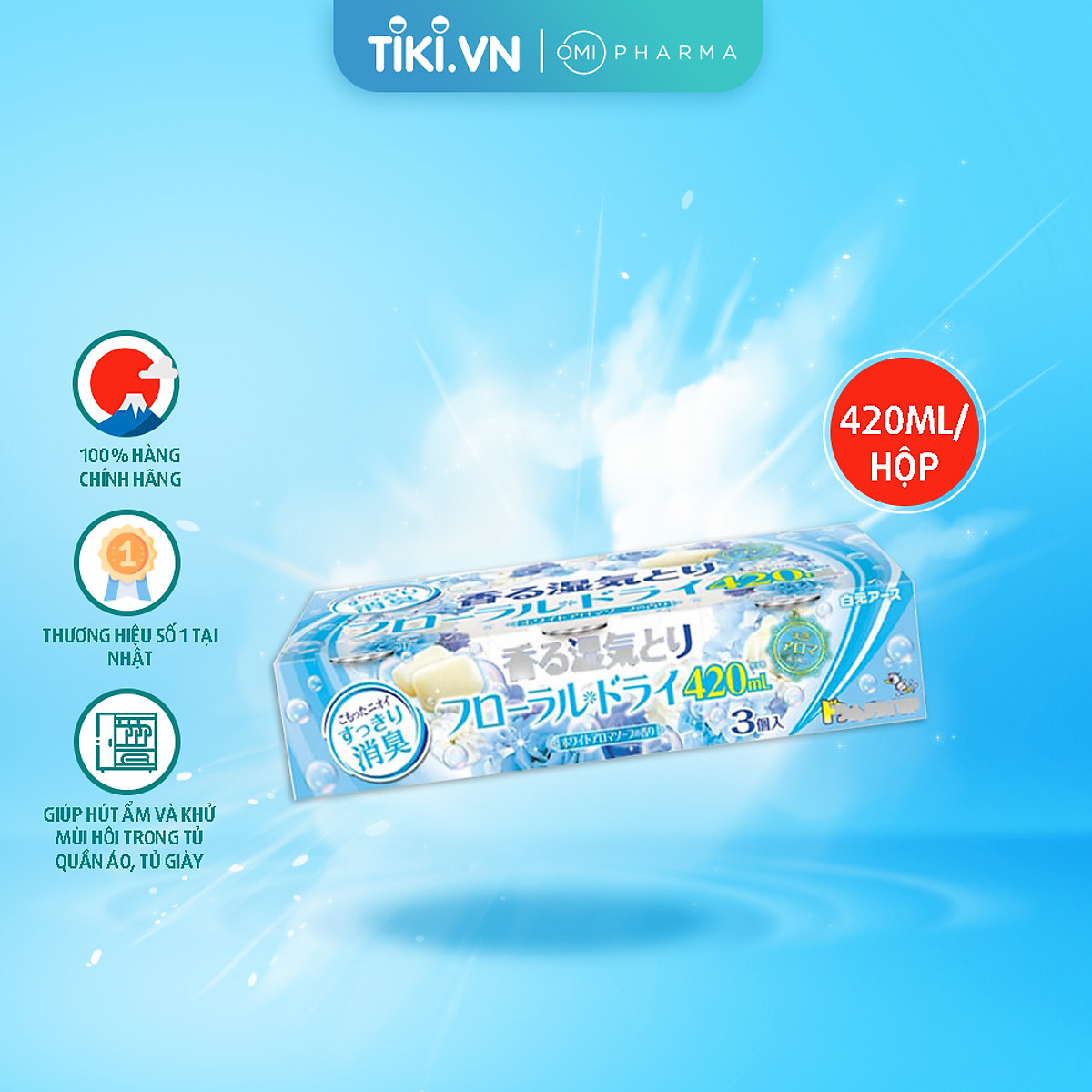 Hộp Hút Ẩm Và Làm Thơm Quần Áo, Tủ Giày… Hakugen Nhật Bản Hương Xà Bông
