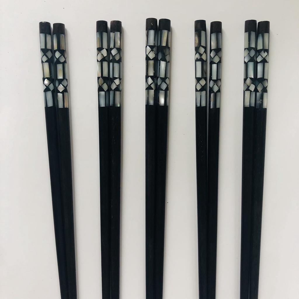 ĐũaGỖ MUN 24.5cm Cán Khảm Trai Sang Trọng, Đũa Gỗ Tự Nhiên Phong Cách Nhật Bản,Chụp Ảnh Trang Trí