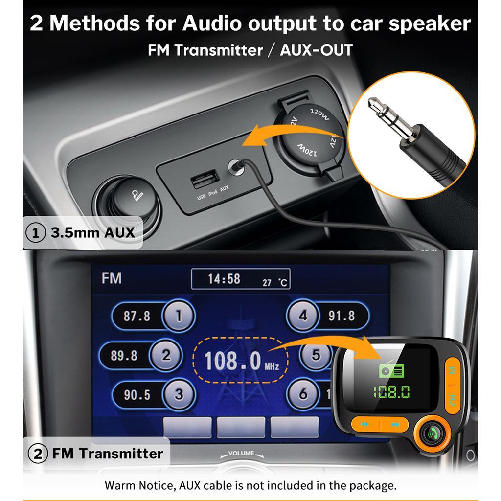 Handsfree Wireless Bluetooth Car FM Transmitter Kit Mp3 Player 2 USB Charger