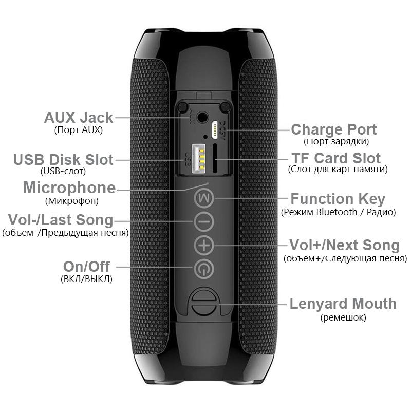 Loa ngoài trời TG117 Hộp loa không dây di động chống nước Hỗ trợ thẻ TF Đài FM Đầu vào Aux Màu sắc: xanh đỏ