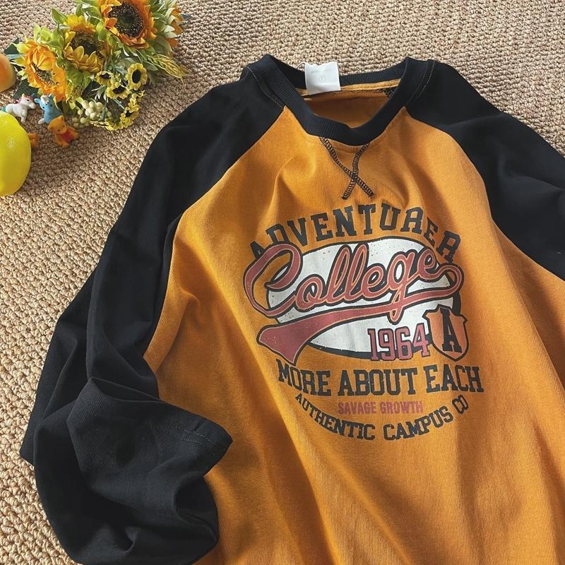 Áo Thun Raglan Tay Dài Dáng Rộng Phong Cách Retro 3 Kiểu Cho Nam Giới Size L-4Xl - Trắng