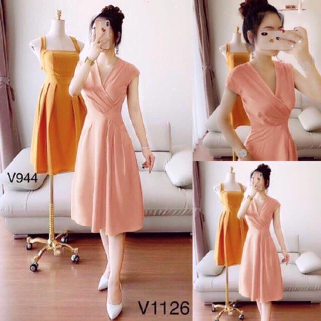Đầm xòe cổ tim xếp ly xinh lung linh