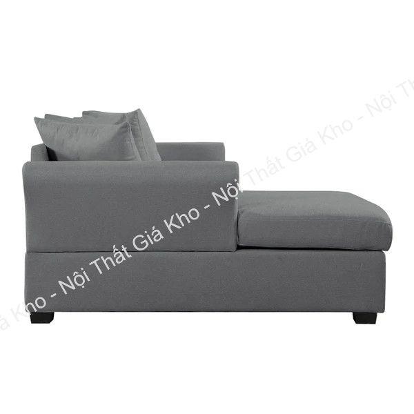 Sofa chữ l bọc vải bố màu ghi, ghi đậm