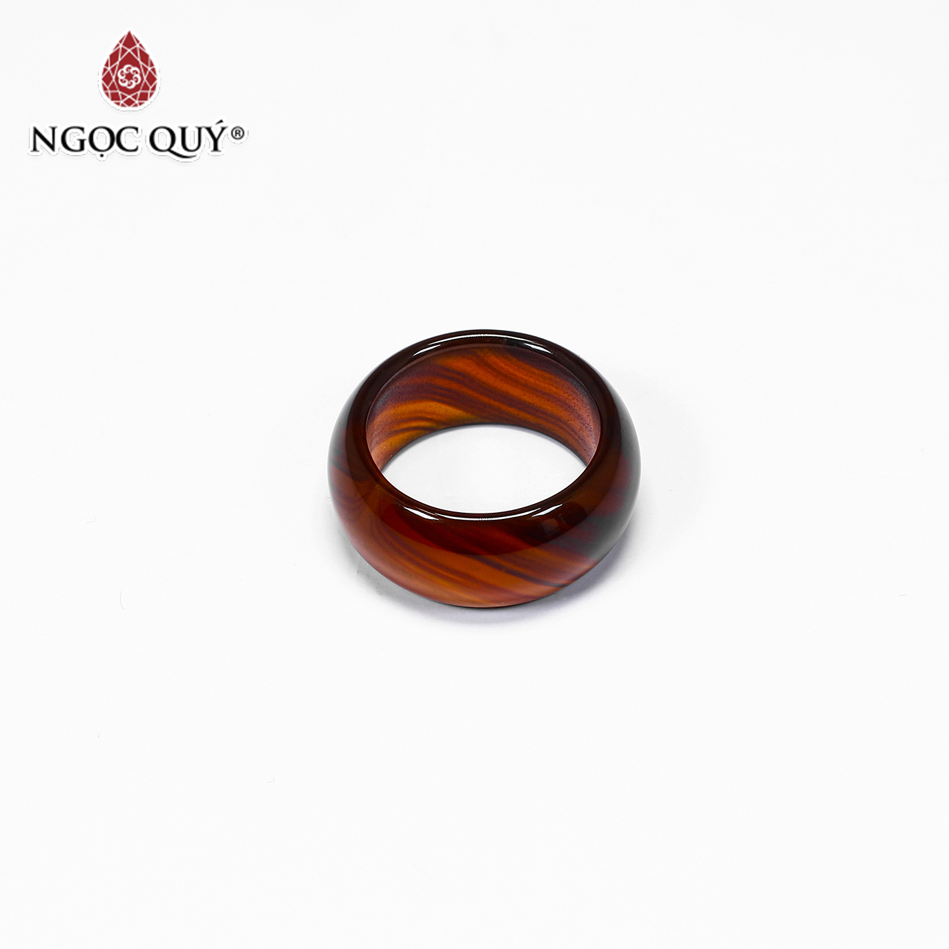 Nhẫn nam đá mã não nâu đỏ mệnh hỏa thổ - Ngọc Qúy Gemstones