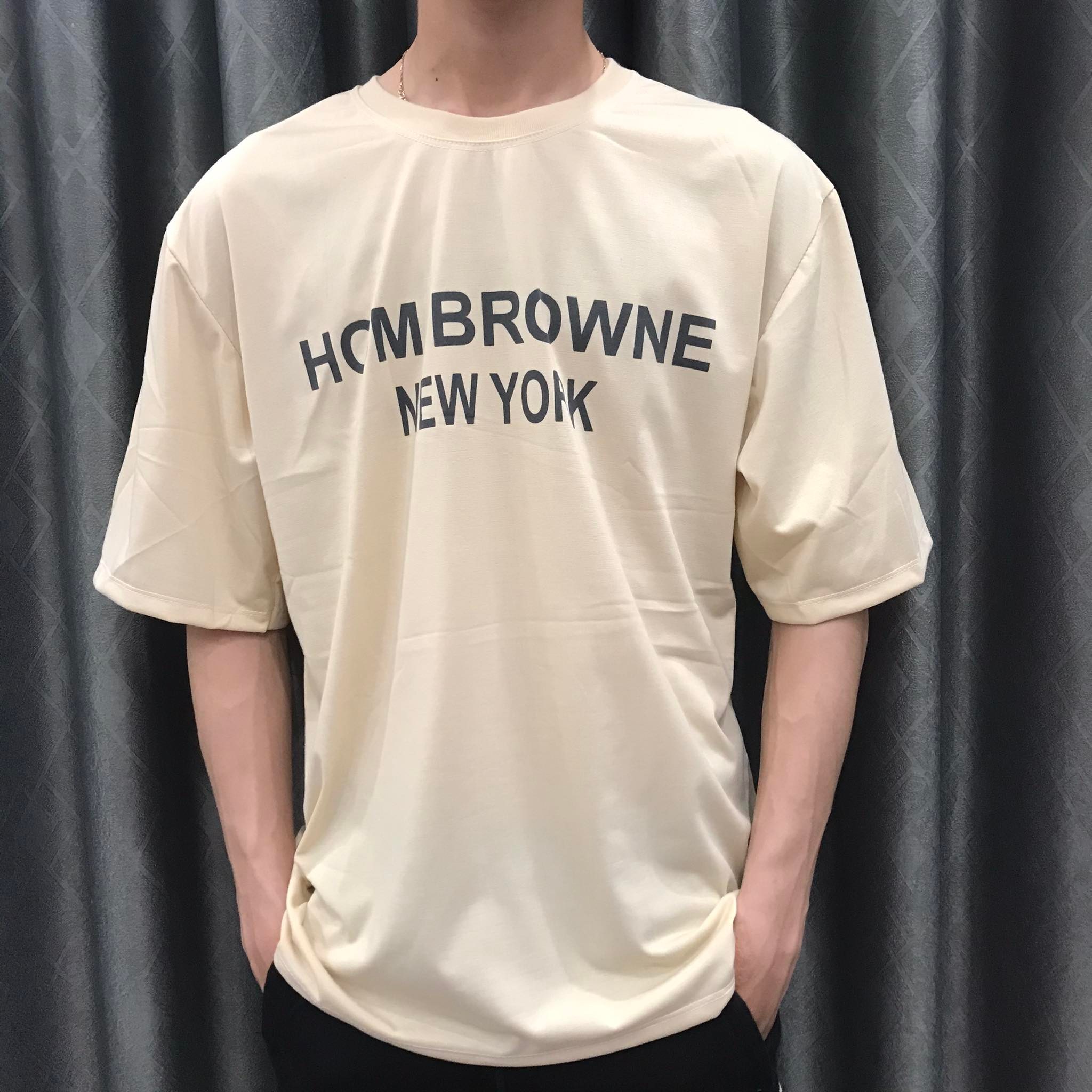 Áo thun unisex tay lỡ form rộng nam, nữ họa tiết in chữ HCM BROWNE ,Chất vải cotton tháng mát dễ chịu