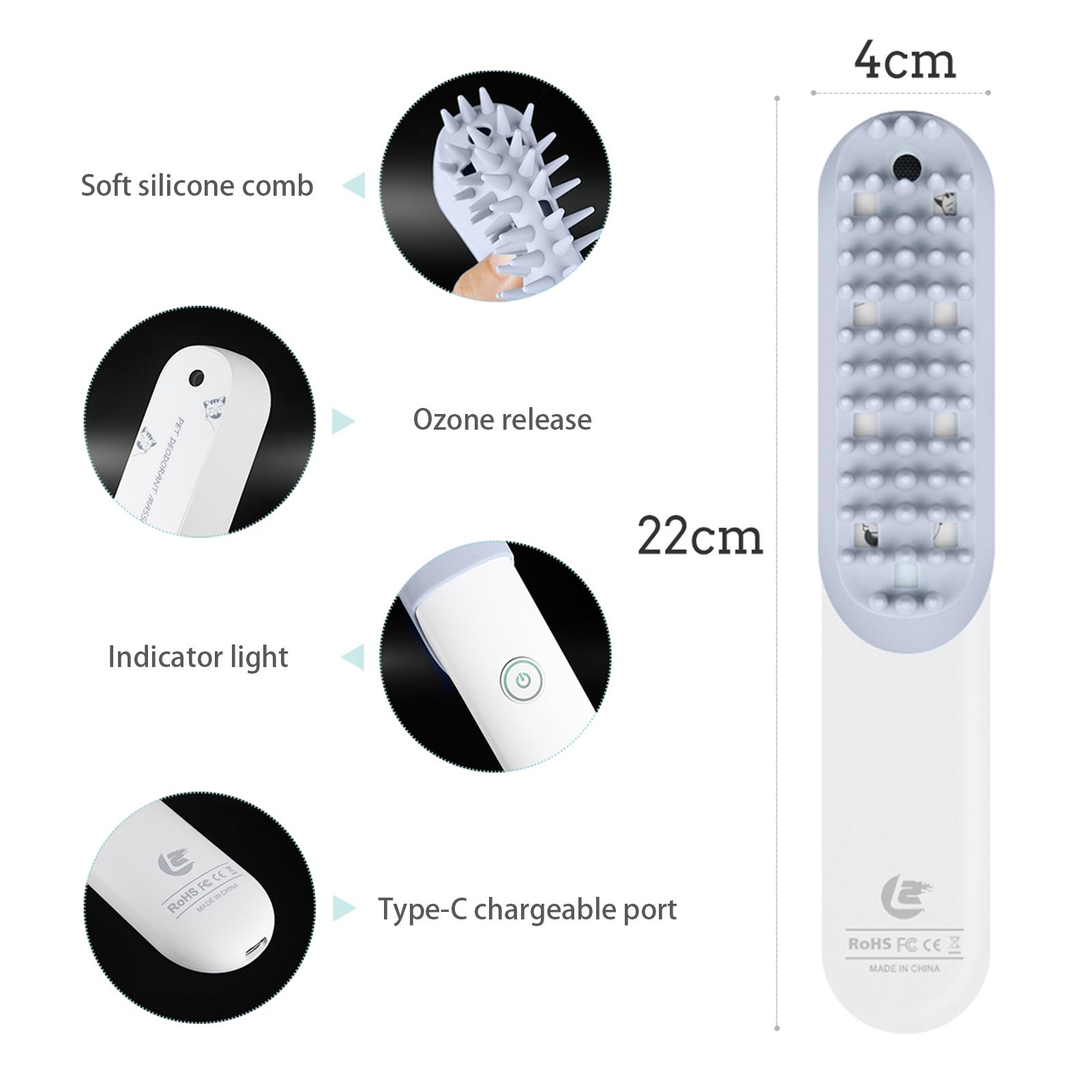 Bàn chải massage 2 trong 1 có chức năng khử mùi, lược silicon mềm để chải lông cho thú cưng