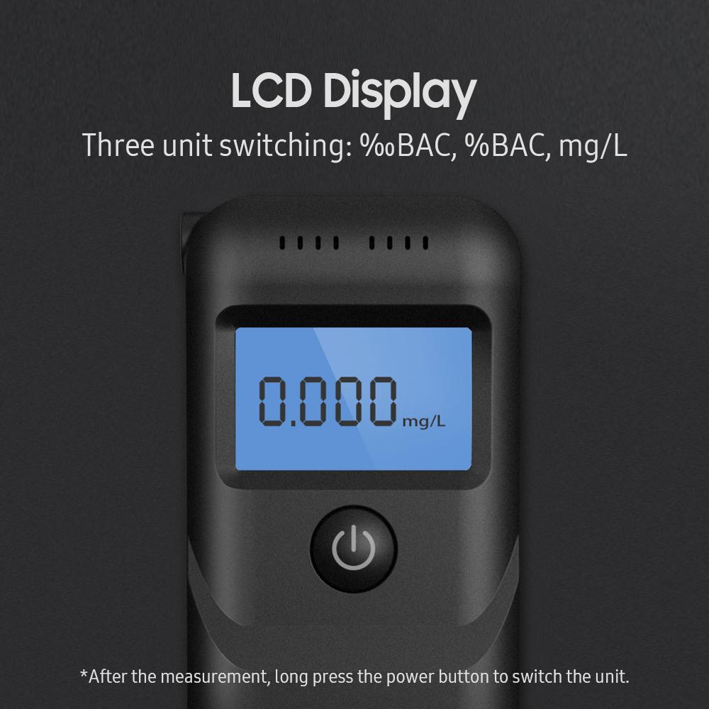 Lydsto Alcohol Tester High Accuracy Portable Breathalyzer for the Drunk Drivers LCD Display/Buzzer Alarm/Three Unit