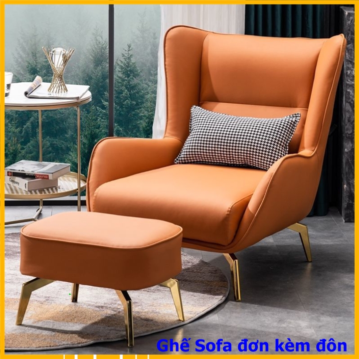 Ghế sofa đơn tặng kèm đôn, Ghế sofa phong cách Bắc Âu