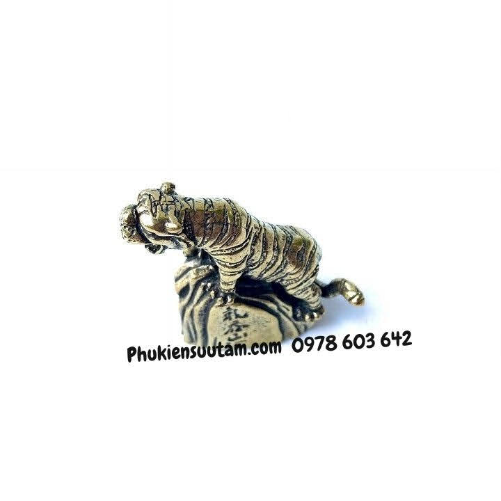 Tượng Đồng Con Cọp Hổ Gầm Chúa Sơn Lâm, Dùng để trưng bày trong nhà, bàn sách, bàn làm việc, kích thước 4 x 2 x 5cm, màu đồng - TMT Collection - SP005505