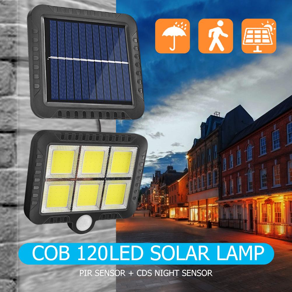 Đèn năng lượng mặt trời 120 Led COB siêu sáng cảm biến hồng ngoại, kèm 5m dây tiện dụng