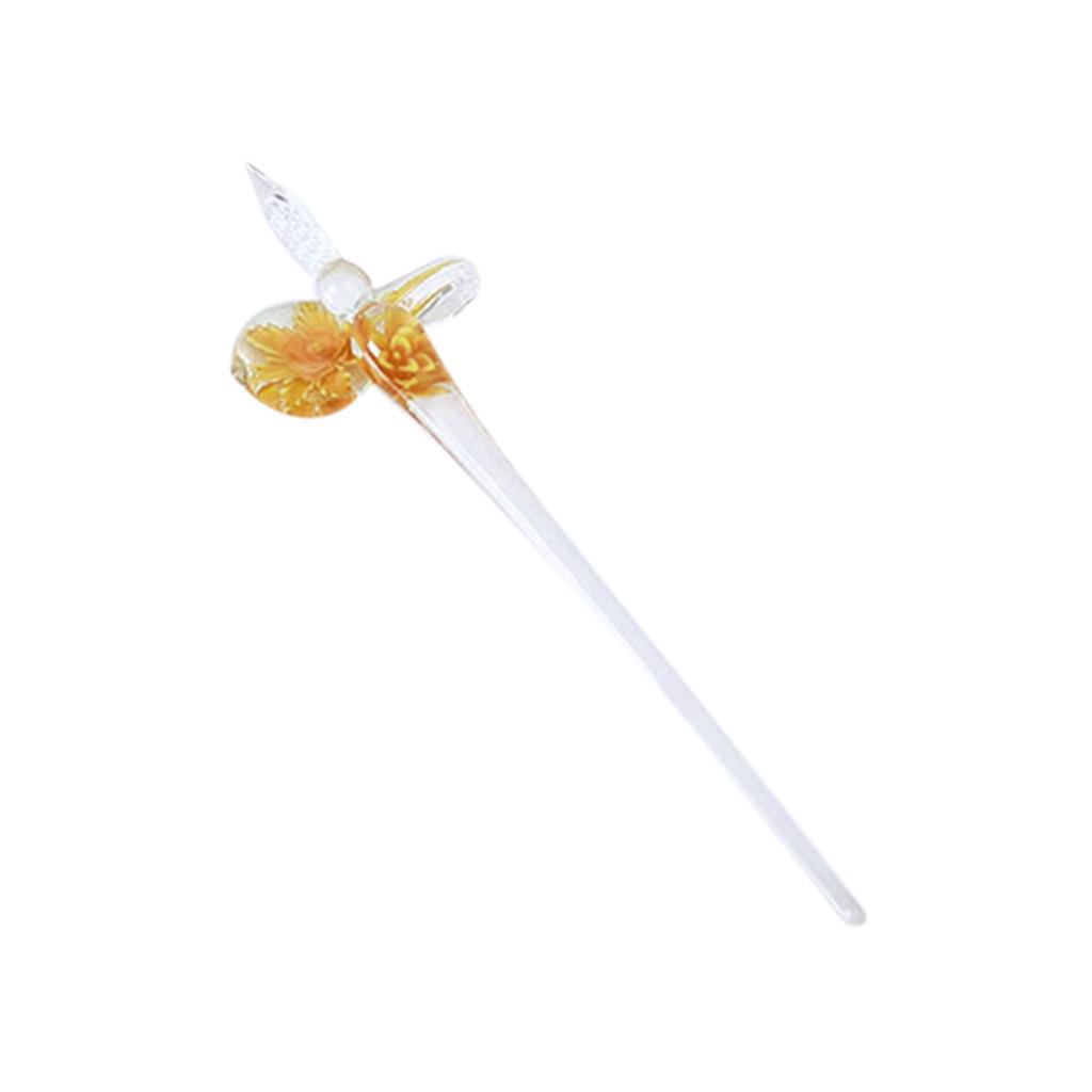 Vintage Glass WRITING PEN Elegant Crystal Glass Dip Sign Pen Gift 6 Colors