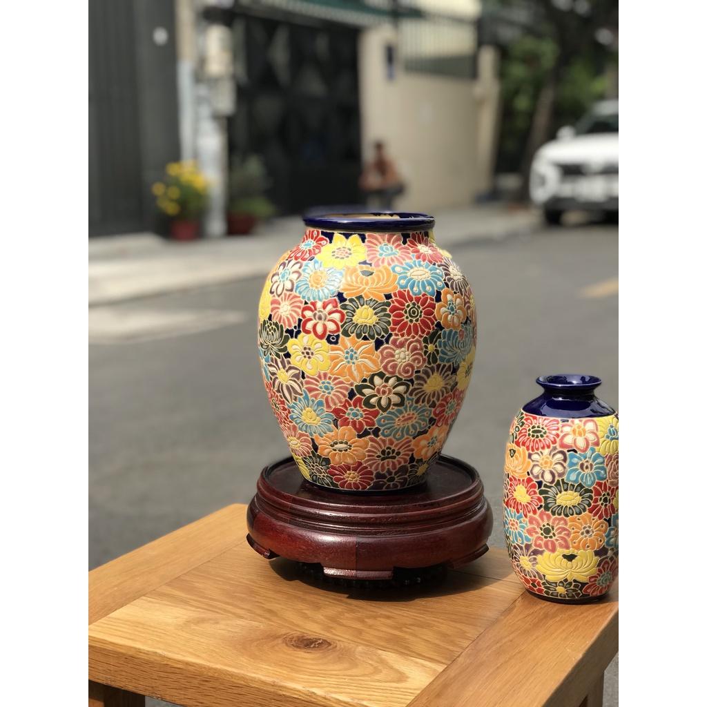 Bình Hoa Gốm sứ Bách Hoa 26cm full cổ,Trang trí cấm hoa trưng bày