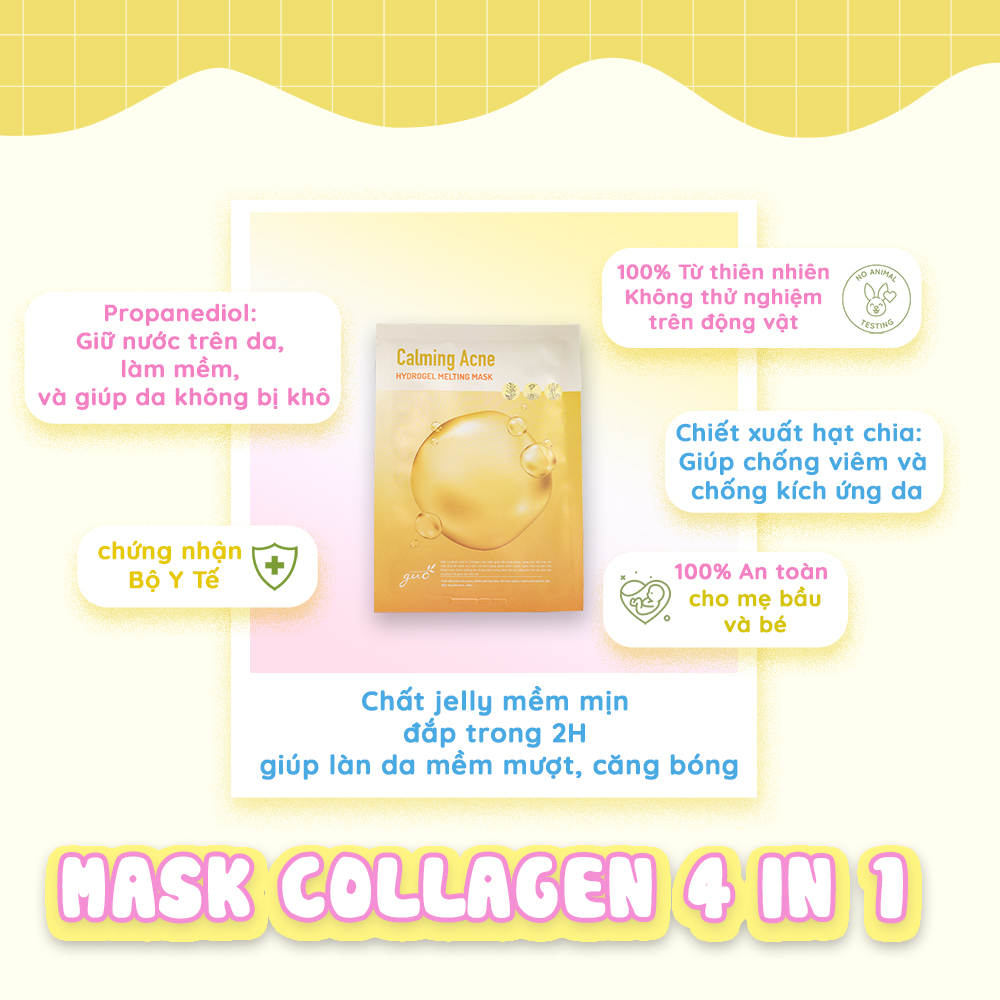 Bộ đôi Kem Face Vi Tảo + Mask Collagen 4in1 GUO dưỡng trắng hồng mờ thâm sạm, chống lão hóa da